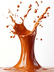 Poster - Caramel liquid splash in dynamic motion against a clean backdrop creating a visual spectacle