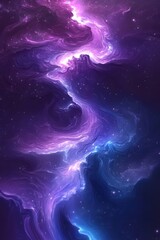Poster - ethereal cosmic nebula in shades of purple and blue creating a dreamy celestial atmosphere