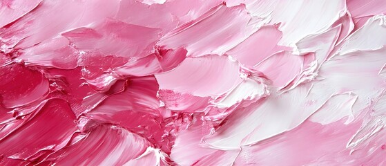Fototapete - Abstract pink and white oil paint strokes creating a textured background with soft light