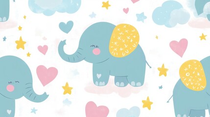 Poster - Creating cheerful pastel-colored patterns digital studio seamless design cheerful environment top-down view playful aesthetic