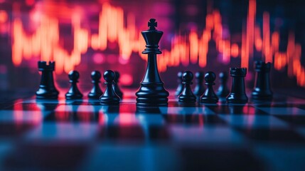 Poster - Strategic trading chessboard concept global market visual presentation digital environment analytical perspective