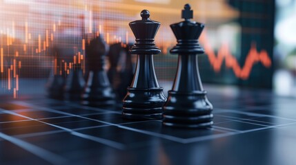 Poster - strategic trading chessboard concept global market visual representation competitive environment str
