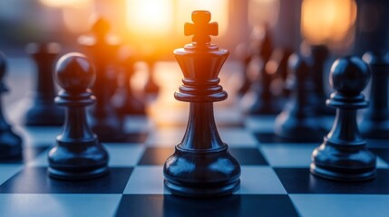 Poster - strategic moves on a trading chessboard symbolizing business tactics in dynamic markets