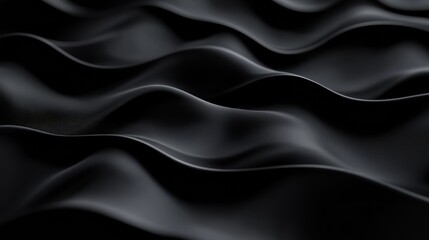 Poster - Abstract black wavy texture in dim lighting, seamless flow. Modern artistic background concept