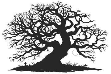  oak tree silhouette vector illustration