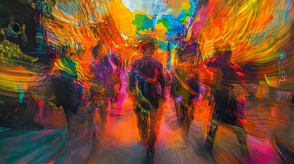 Poster - Merging vibrant digital brushstrokes in a surreal artistic fusion abstract gallery digital art colorful environment artist's perspective