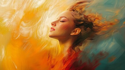 Poster - Vibrant digital brushstrokes merging in a surreal landscape artistic fusion digital realm abstract environment creative perspective