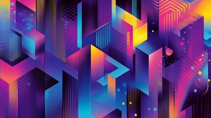 Poster - Creating a vibrant digital pattern urban landscape graphic art futuristic environment aerial viewpoint futuristic urban design