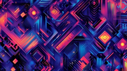 Poster - Creating vibrant digital patterns futuristic urban landscape digital art virtual space abstract view futuristic concept
