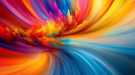 Poster - Vibrant waves of color in a futuristic urban art installation aerial view of dynamic digital display