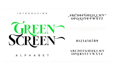 Poster - Greenscreen typography beauty fashion elegant minimalist serif italic fonts decorative wedding vintage retro logos. Minimal luxury font alphabet logo. Vector illustration