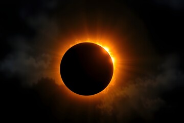 Canvas Print - solar eclipse This rare event occurs when the Sun, Moon and Earth are in the same line.