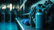© twentyone - shaker bottle and gym bag in locker room setting, ready for workout