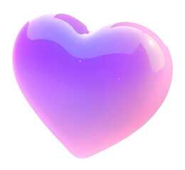 Wall Mural - png 3d aesthetic heart illustration symbol purple.