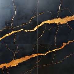 Poster - Abstract black marble with golden veins elegant design luxury texture for background and decoration