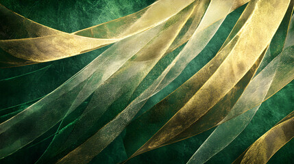Poster - Close up of a textured green and gold background with intricate patterns and variations in color and light