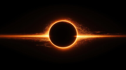 Poster - Realistic 8k black hole image with swirling gas and light bending around it in space