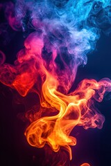 Poster - Abstract smoke art with vibrant colors and dynamic movement on a dark background creating a mesmerizing and ethereal visual experience