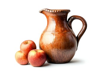 Old clay jug isolated on white background, clipping path included.