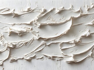 Poster - Creamy White Texture Background with Rich Impasto Strokes for Artistic Design and Decorative Surface