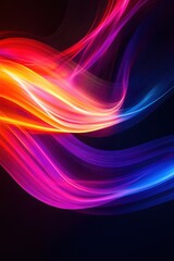 Poster - Abstract luminous wave of vibrant colors on dark background flowing energy and dynamic movement artistic wallpaper digital art for creative projects