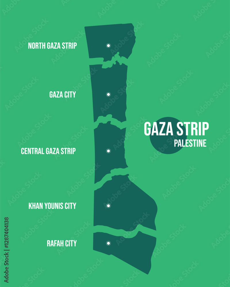 เวกเตอร์ Stock Gaza Strip Map – Detailed GAZA Map Showing Cities and ...