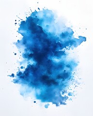 Poster - Abstract watercolor splash in shades of blue creating a dynamic and artistic composition on a white background perfect for creative projects