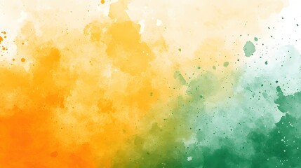 Poster - Vibrant watercolor background with orange yellow and green hues creating a dynamic and artistic texture for design projects