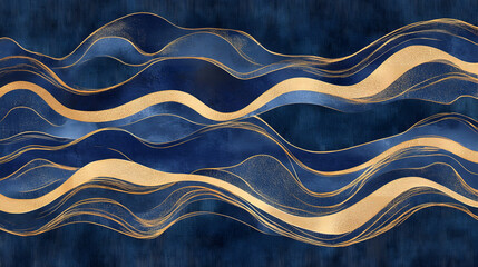 Poster - Abstract blue and gold wave pattern design for backgrounds and textures