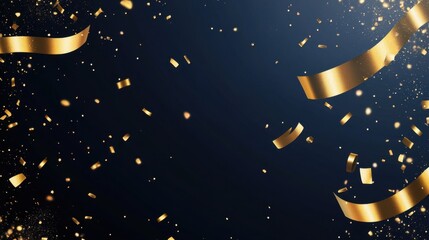 Poster - navy background with radiant golden confetti, sparkling bokeh, and light accents for a dreamy weddin