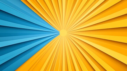 Poster - Blue and yellow rays background vector presentation design, flat style illustration with long shadows, flat layout