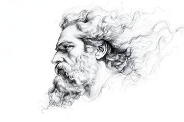 Wall Mural - Pencil sketch of Zeus - King of the gods, ruler of the sky, and god of thunder and lightning. 