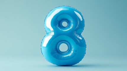 Aufkleber - Blue balloon shaped as number eight against a light blue background, reflecting calmness and celebration. Festive decoration and anniversary concept