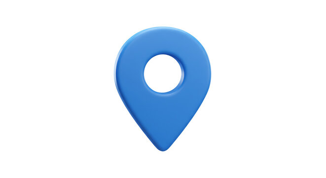 Realistic Blue Location Pin Icon Isolated on White Background