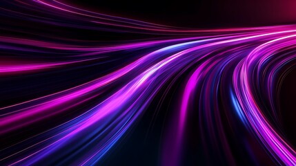 Poster - Abstract purple and blue light streaks on black background