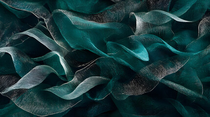 Poster - Bunch of green leaves with varying textures and shapes against a natural background