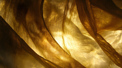 Poster - Close up of a curtain with sunlight streaming through creating soft shadows and texture