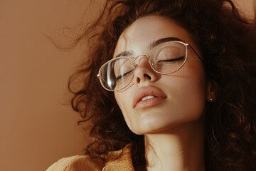 Poster - A Close Up Shot Of A Beautiful Woman Wearing Eyeglasses