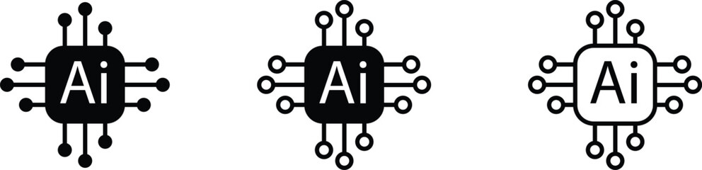 Aufkleber - ai artificial intelligence icons set. generate vectors. ai enter by command prompt to generate ideas
