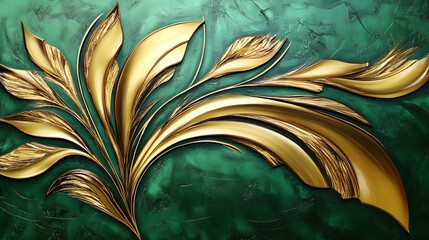Aufkleber - gold leaf painting on canvas with intricate design and texture in artistic composition