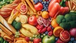© paukan - Colorful food flatlay; vibrant kitchen