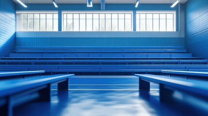 Wall Mural - Blue Auditorium, empty, sunlight, trees
