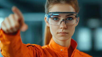 Poster - hologram industry concept. Engineer Interacting with Futuristic Holographic CAD Interface in Modern Workspace