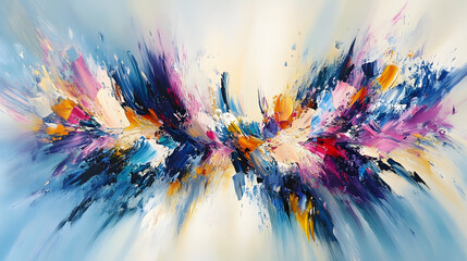 Poster - Colorful abstract paint background with various brush strokes and textures creating a vibrant artistic design