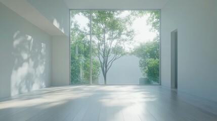 Wall Mural - Sunny room, trees, view, empty, design
