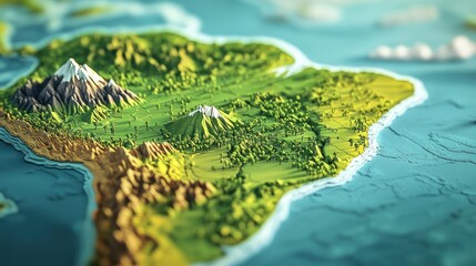 Wall Mural - Island terrain map, ocean view