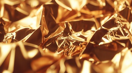 Wall Mural - Golden foil texture, crumpled, background