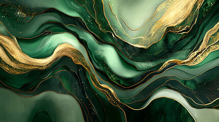 Aufkleber - painting featuring shades of green and gold on a textured canvas background