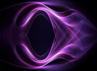 Wall Mural - abstract purple light waves design on dark backdrop. smooth, flowing lines create dynamic, modern fe