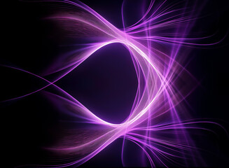 Wall Mural - abstract purple and pink light streams flow and curve, creating an oval shape in the center against 